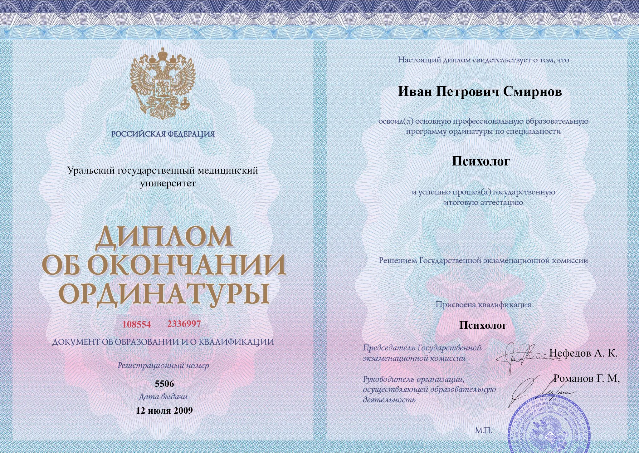 Диплом об окончании аспирантуры